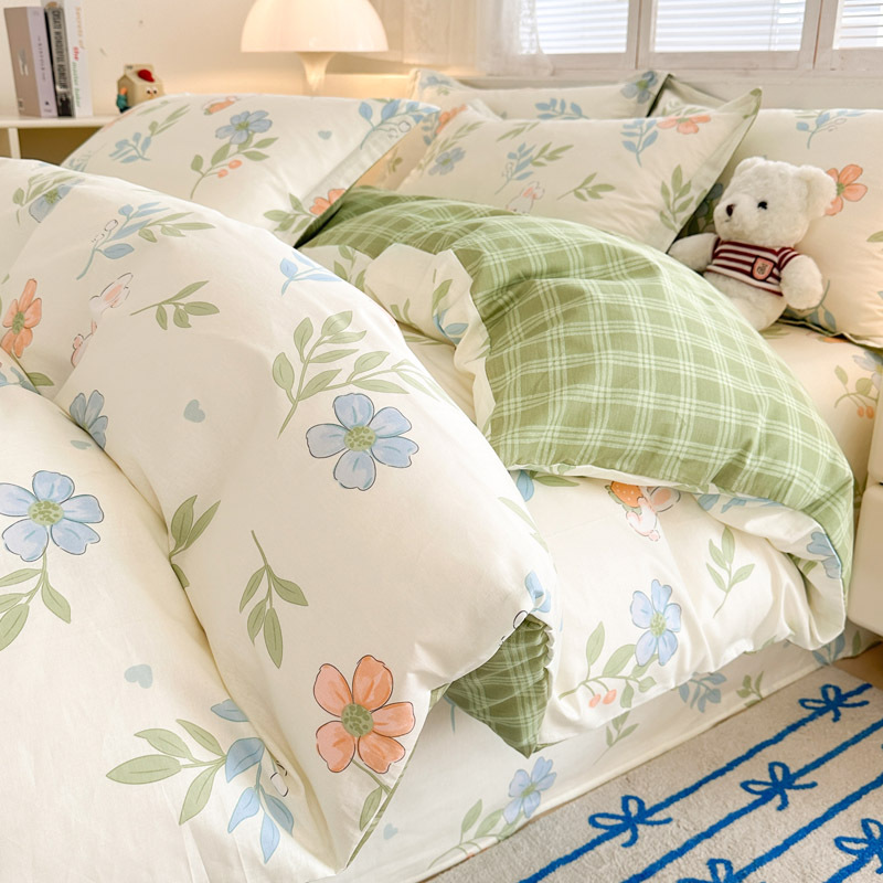 Cama de algodón de cuatro piezas, algodón puro 2025, nueva sábanas domésticas, cama de cama de dormitorio de cuatro estaciones, tres