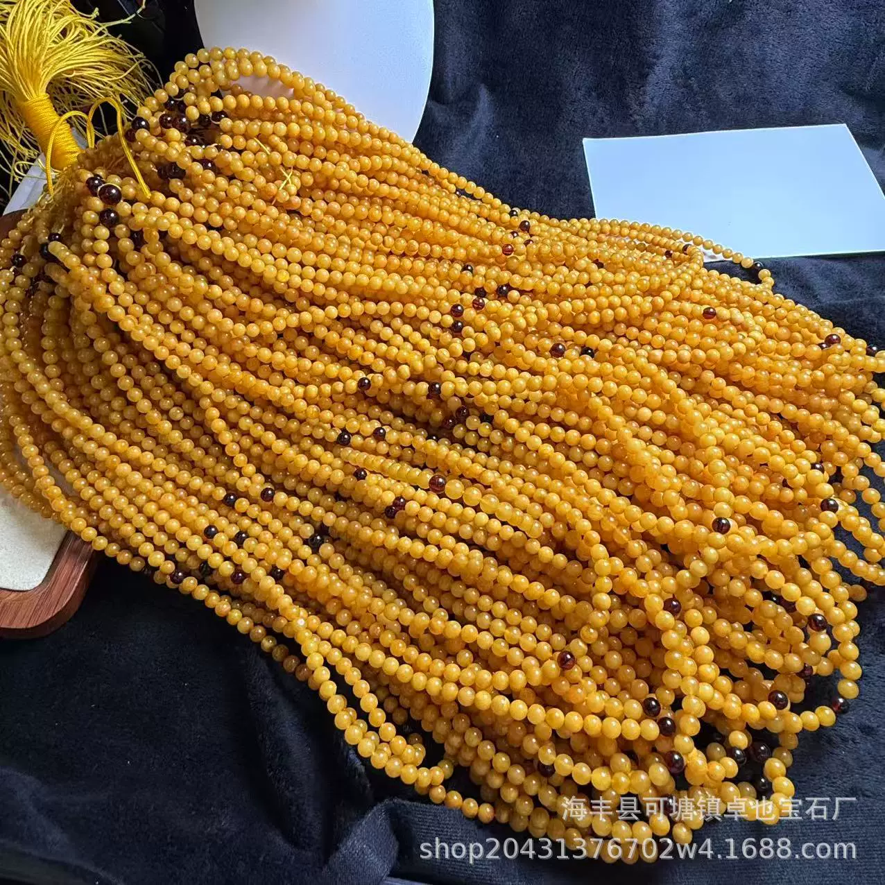 厂家批发天然蜜蜡5mm108佛珠鸡油黄老蜜DIY手作百搭标品串珠琥珀