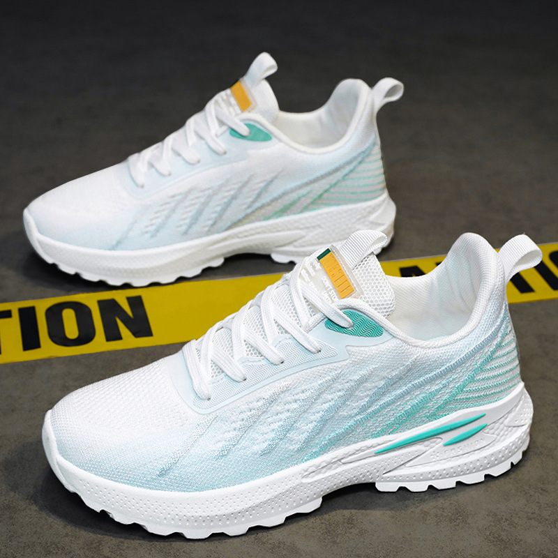 飛織男鞋夏季透氣2024新款學生網面運動鞋男款旅遊網鞋軟底小白鞋