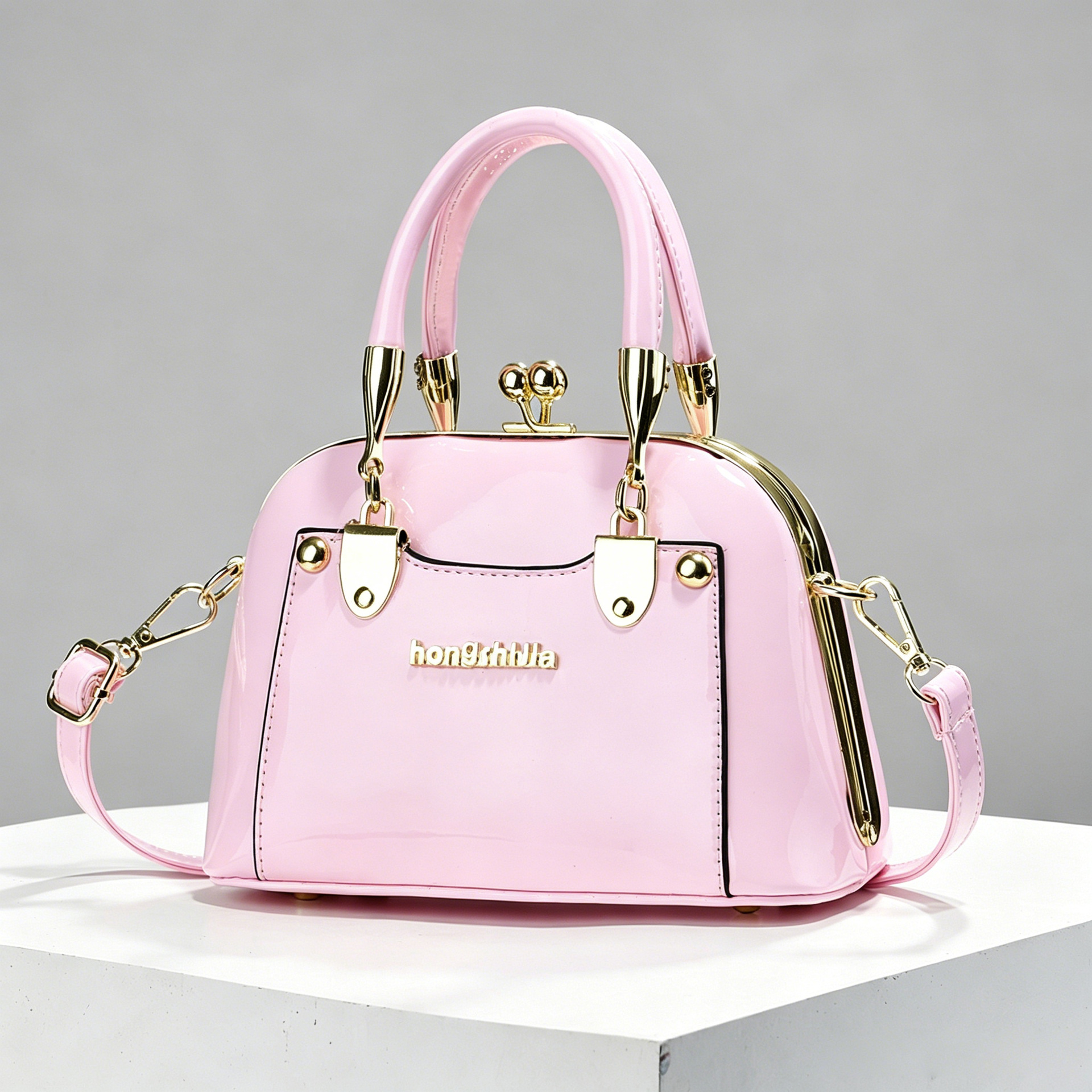 2026 nuevo retro oro fijo bolso de mano concha de mujer ligero lujoso bolso de cuero brillante temperamento transfronterizo bolso de hombro de mujer image 15