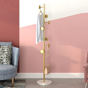 Marble Iron Coat Rack Floor Simple Clothes Bedroom Household Storage Simple Modern Clothes Hanger