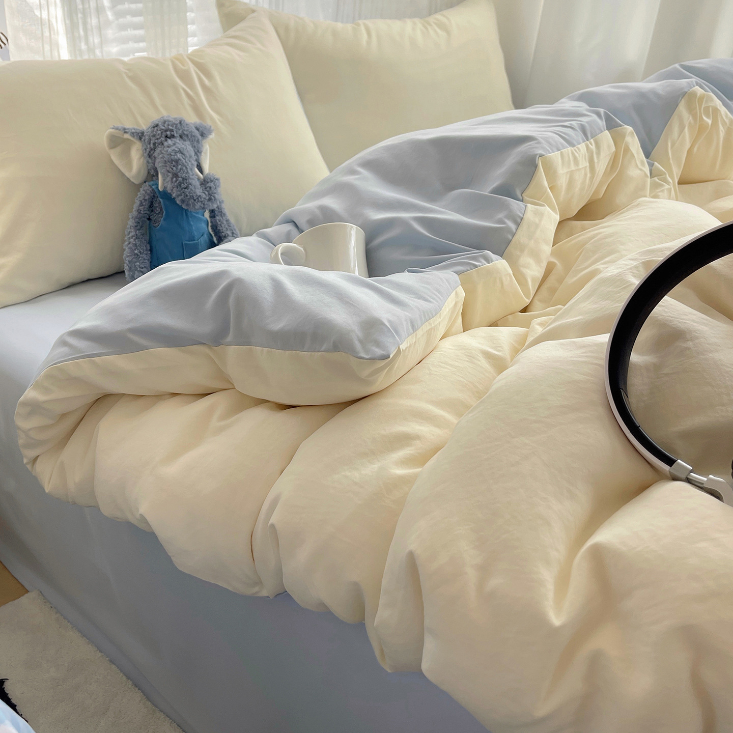 A clase madre y bebé ropa de cama de color sólido cuatro piezas de algodón puro sábanas de cama cubierta cubierta dormitorio de tres piezas