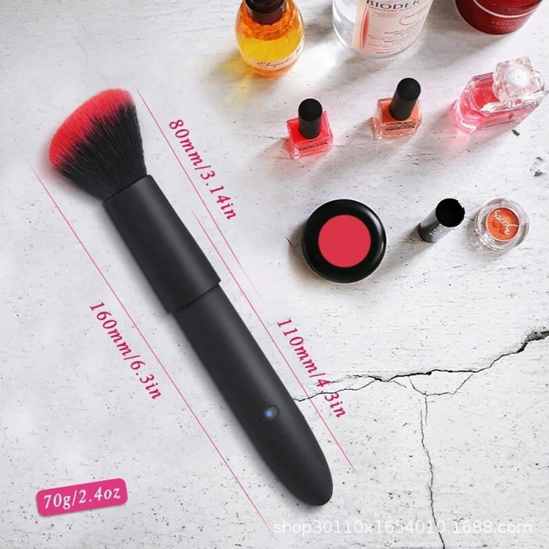 Rechargeable vibrating personal massager (makeup brush design), compact insertable, strong shock, USB
