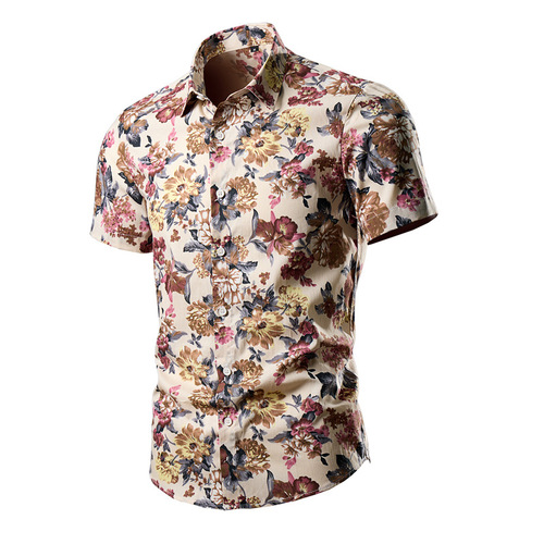 Men's Fashion Multicolor Floral Shirt Western Trend Casual Plus Size Short Sleeve Shirt Men's Clothing