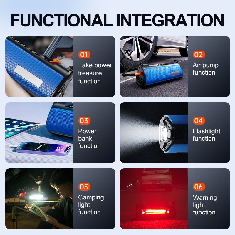 [Ts03] Cross-Border Car Emergency Starting Power Supply and Air Pump All-In-One Jump Starter Multifunctional Portable Battery Booster