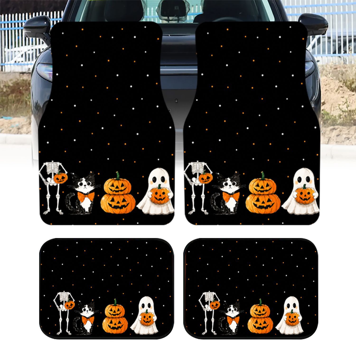 New cross-border Halloween-themed cartoon decorative car floor mats, easy to maintain and wear-resistant, available for drop shipping