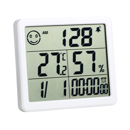 Simple and Elegant Home Electronic Digital Hygrometer, Household Thermometer, Indoor Humidity Meter, Alarm Clock, Date and Time Recorder