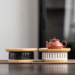 中国式囲炉煮茶温茶炉竹木ろうそく加熱保温ベース家庭用果物花茶暖茶器火