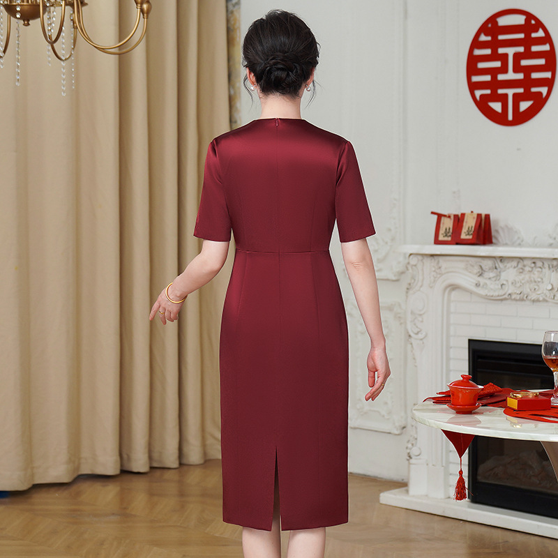 春夏装婚礼妈妈高贵连衣裙婚宴礼服年轻婆婆高端结婚新款礼裙女|undefined