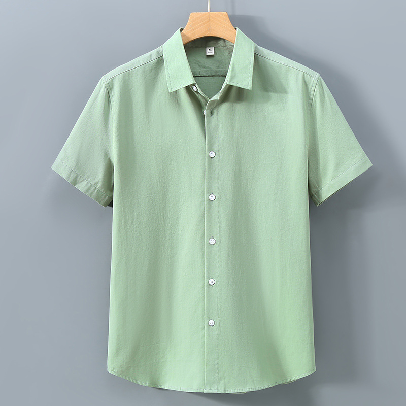 Herren Kurzarmhemd Minimalistisch Baumwolle Lässig College Stil_voghion.com