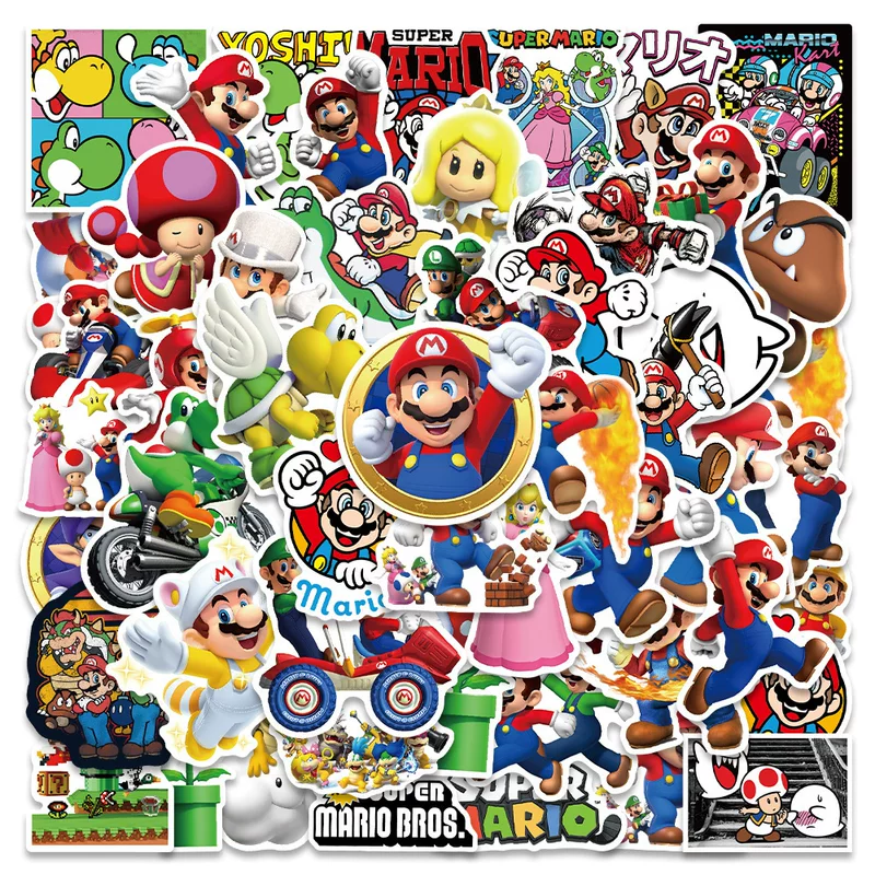 Mario, cartoon suitcase, waterproof sticker, graffiti