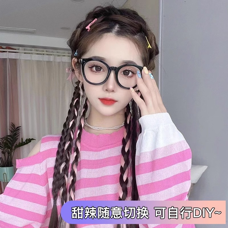 Pelo falso trenza hembra chica caliente trenza sucia Cola de Caballo dulce chica fresca giro natural trenza larga Internet celebridad trenza de boxeo trenza trenzada de cabello trenzado