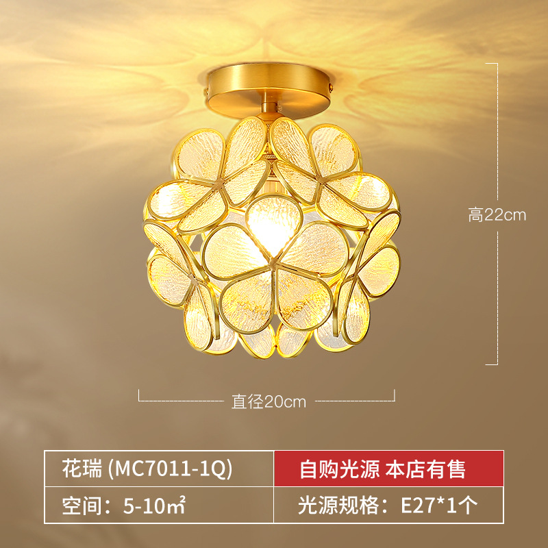 [Selección estricta] lámpara de pasillo de cobre estrella americana en el balcón de entrada lámpara de techo lujosa luz roja