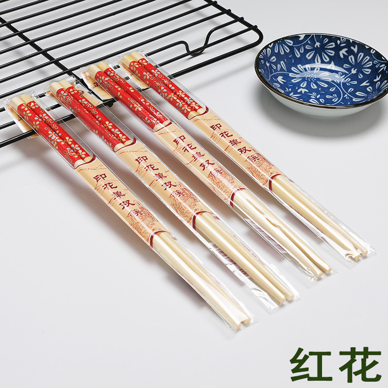 인쇄 된 단일 및 이중 젓가락 X890 개별적으로 포장 된 붉은 꽃