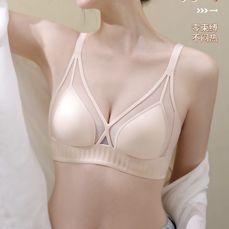 7240 Original New Hot Selling French Crystal Breathable Cup Underwear Women's Thin Large Breast Revealing Small Push up Summer Bra