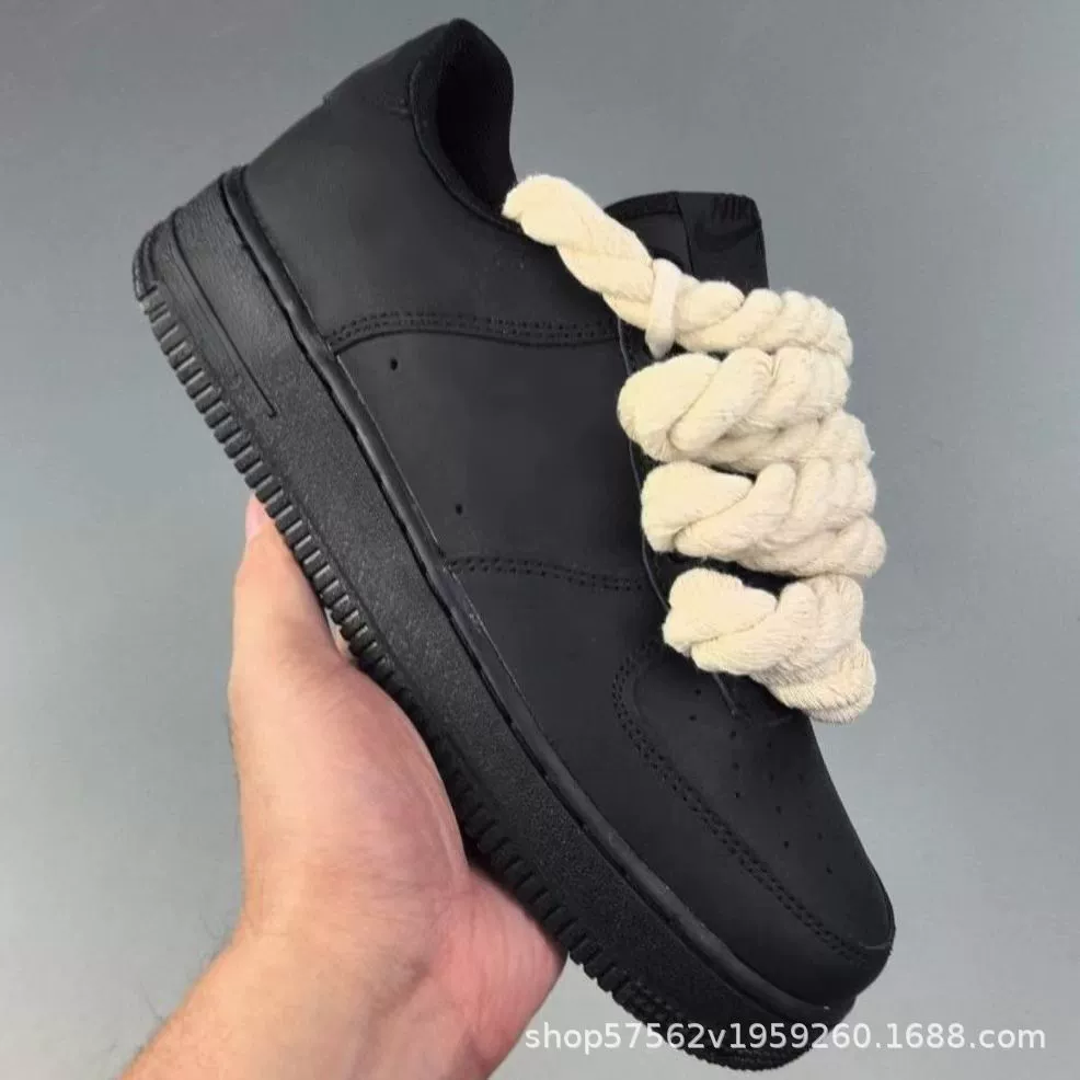 AF1 Air Force One Black Warrior Thick Rope Low-top High-Value Couple Модные мужские повседневные универсальные пары 315122.