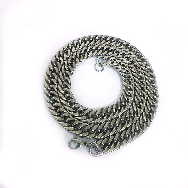 Stainless double woven four sided grinding necklace, fading, not afraid of water, hip-hop Cuban bracelet, titanium steel_voghion.com