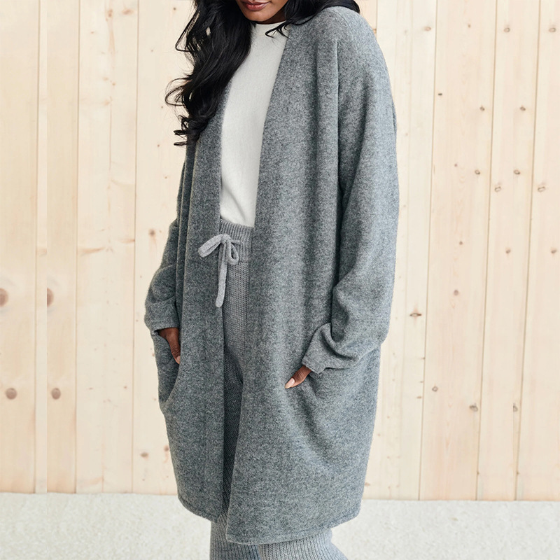 Elegante Einfarbige Damenstrickjacke Aus Weichem Acryl-strick_voghion.com