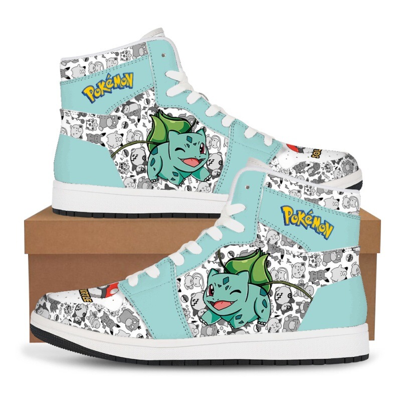 Bulbasaur Cute Pokemon Anime Printable High-top Basketball Sports Casual Shoes Stand-alone Shoes