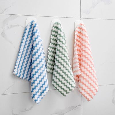 Superfine fibre Coral stripe Dishcloth kitchen water uptake Dishwasher Cleaning cloth thickening lace Cation Baijie cloth