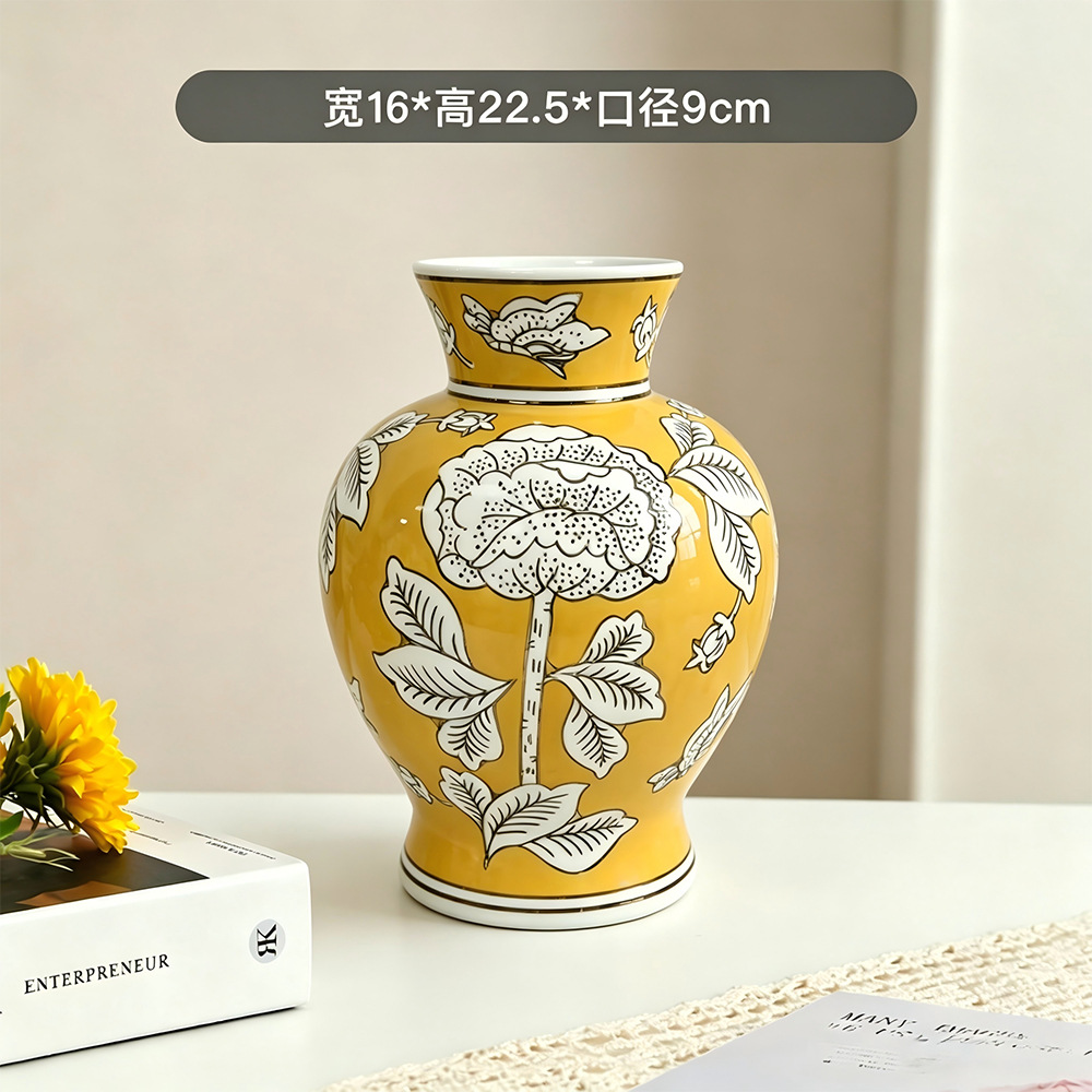 Porcelana azul floreciente vintage vasos de cerámica de alto nivel de sensación de silencio antiguo viento vasos de gran estómago nuevos ornamentos chinos decoraciones