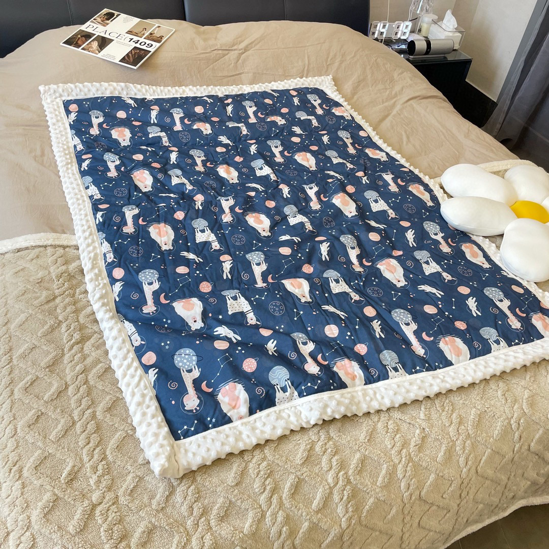 秋冬加厚豆豆绒毛毯儿童纯棉卡通盖毯幼儿园午睡毯单双人豆豆被子