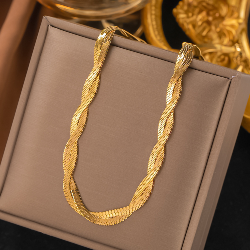19【h308】double-strand necklace gold