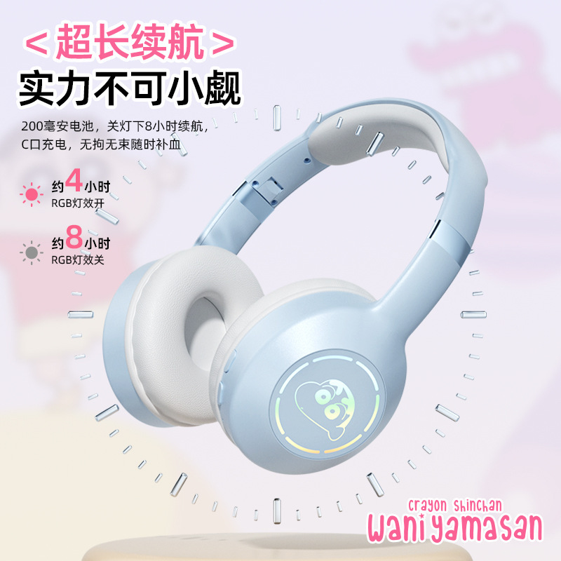 クレヨンしんちゃん公認ヘッドマウントBluetoothヘッドセット、雲のような快適さ、0圧力感、超クリアなステレオサウンド|undefined