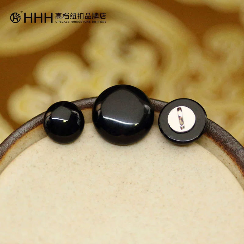 HHH High-end Jade Button Gemstone Disc Buckle Retro Cheongsam Chinoiserie Button Round Black Decorative Slanted Top HHH High-end Jade Button Gemstone Disc Buckle Retro Cheongsam Chinoiserie Button Round Black Decorative Slanted Top