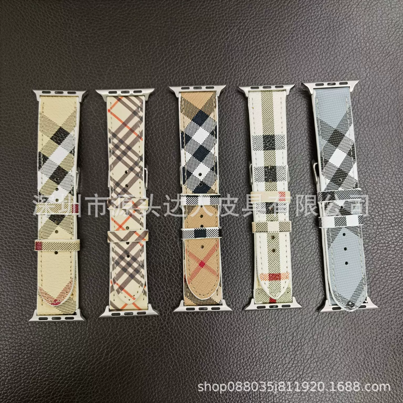 Подходит для Burberry клетчатый кожаный ремешок для часов Apple iwatch38/40/41/42/44/45/49 мм