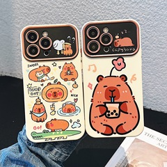 大視窗可愛水豚適用iPhone15promax手機殼14軟殼13精孔12防摔軟殼