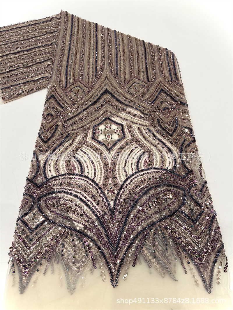 Industria pesada cuatro perlas Gaoding serie de lujo vestido de boda modelo de fiesta cena tela de moda esquinilla bordado tubo de perlas