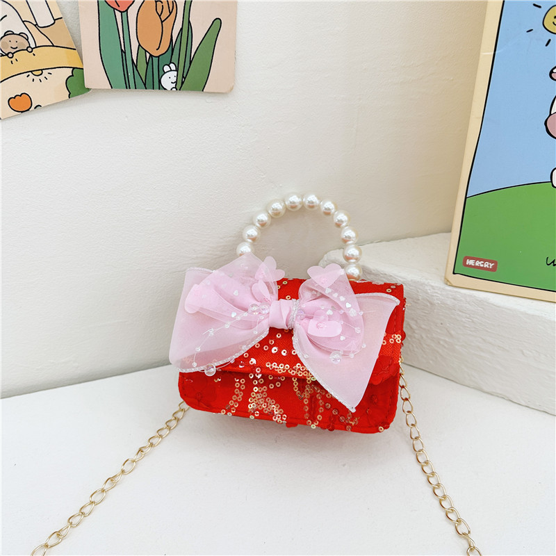 Bolsos de moda coreana para niños de perlas, bolsos de mano de perlas, bolsos de hombro para chicas lindas.