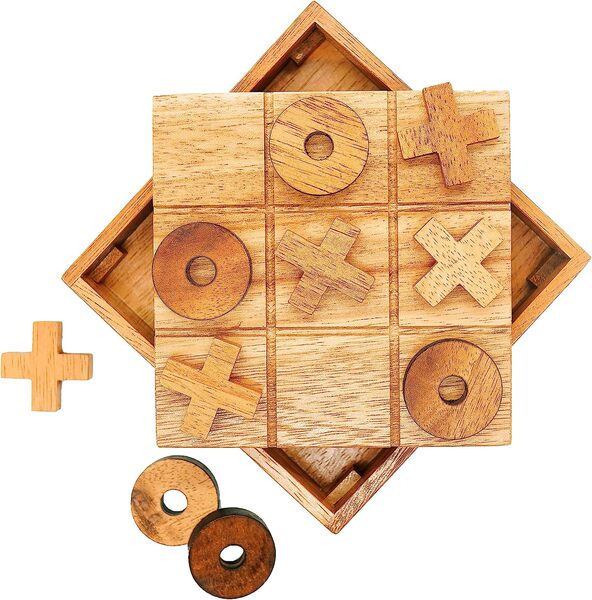 Wooden Tic Tac Toe Coffee Table Decor Brain Teasers Puzzle Unique…