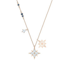 施家1:1对版浪漫星芒雪花多棱角项链 闪亮八星芒棱角星星项链代发