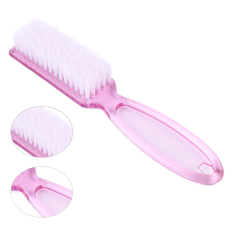 Cepillo de uñas transparente de mango largo, superventas transfronterizo, cepillo de plástico para manicura, juego de cepillos multifuncionales tipo cuerno