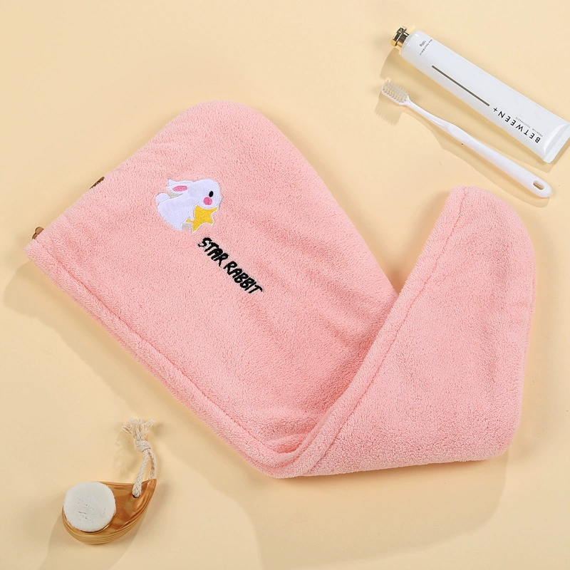 Coral velvet hair towel, soft dry shower cap, scarf, wholesale, increased thickness, internet celebrity, with embroidery
