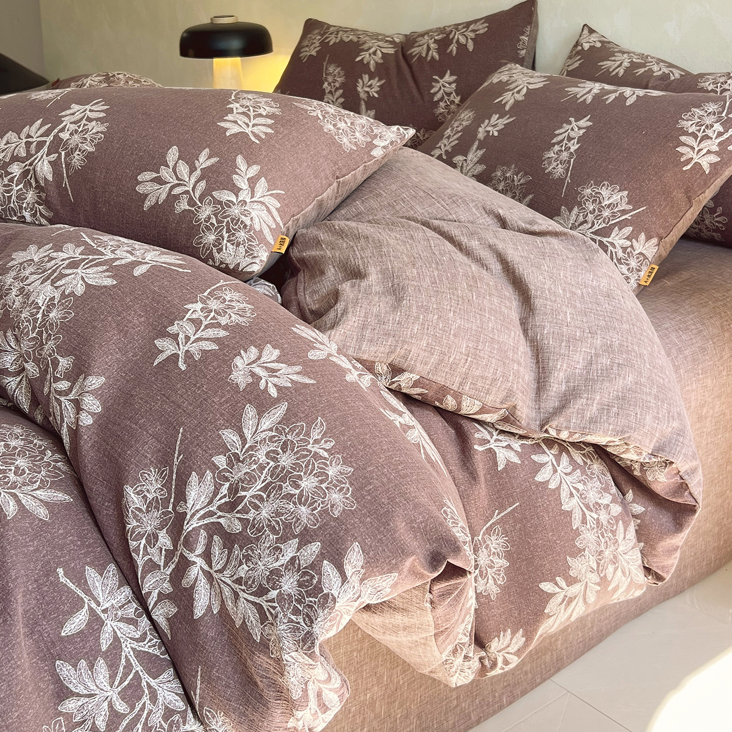 Nuevo algodón de alto peso, lino de cuatro piezas, ropa de cama desnuda para dormir, sábanas gruesas, cubierta de colchón de tres piezas