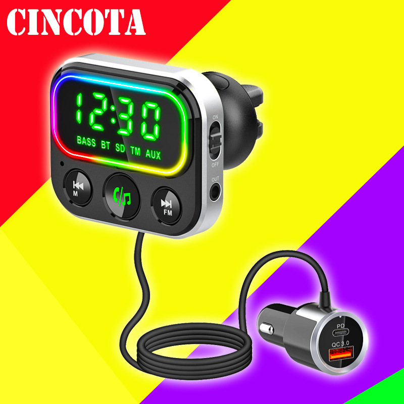 BC79 Air Outlet Car Bluetooth MP3 Lossless Music Player Central Control Subwoofer Time Display