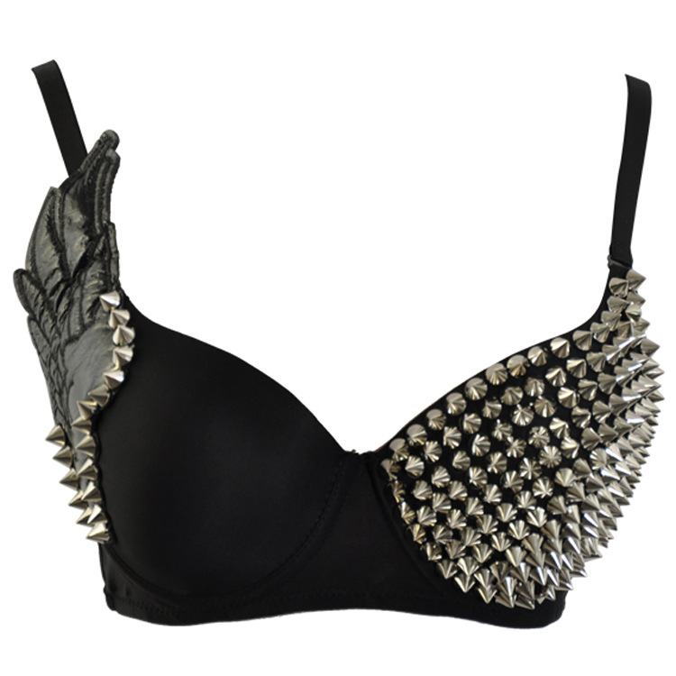 Punk Studded Wings Nightclub Stage Performance Bra display picture 2