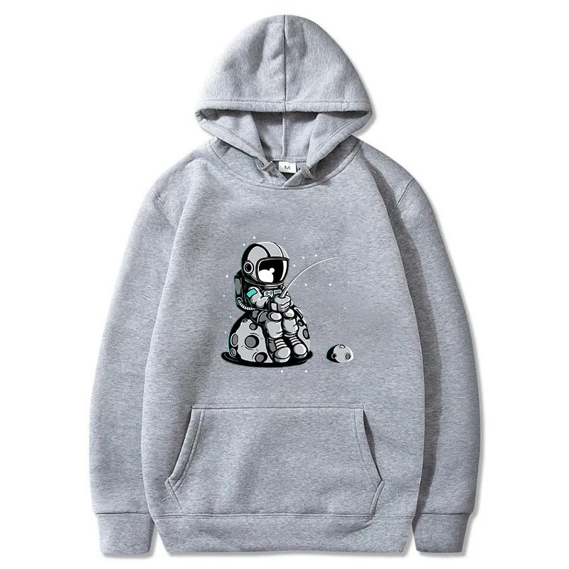 Nuevo suéter de hombre con estampado de astronauta de dibujos animados, camisa casual de cuello redondo, camiseta suelta de manga corta Harajuku, coreana