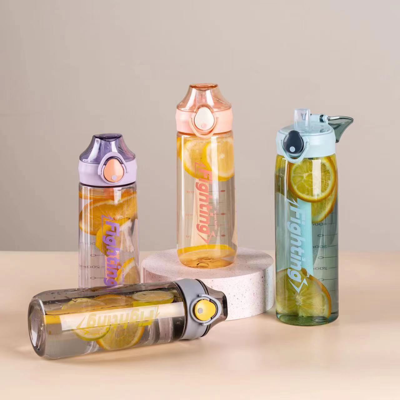 網紅多巴胺吸管杯學生手提大容量情侶水壺高顏值塑料隨手杯