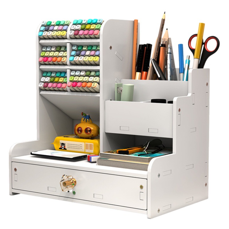 Estante de almacenamiento de rotuladores de escritorio transfronterizo, caja de almacenamiento de portalápices de gran capacidad de inserción diagonal para estudiantes, estante de múltiples cuadrículas para niños