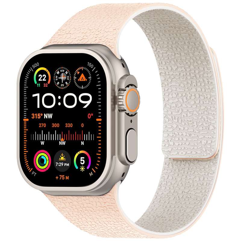适用苹果手表带Apple Watch荔枝纹表带 Ultra荔枝纹硅胶磁吸表带|undefined