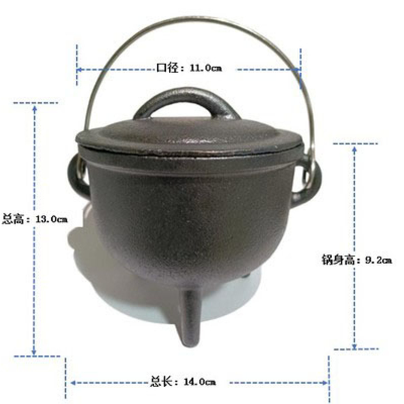 Olla de tres patas, hierro fundido, adornos retro hechos a mano, ollas en llamas, accesorios ceremoniales decorativos, formas geométricas chinas