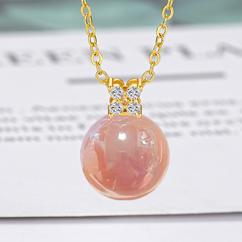 Plastic acrylic emerald green pendant with zircon pearl