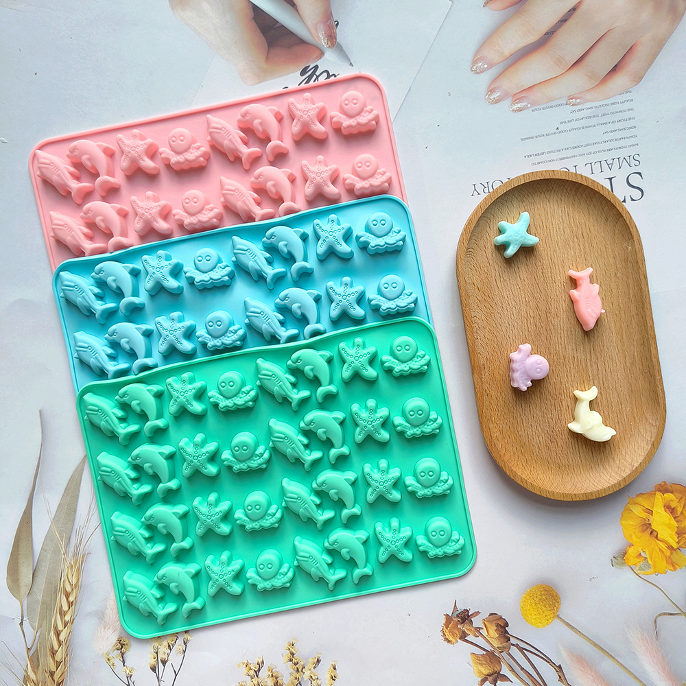 32 agujeros estrella de mar 335 chocolate molde de silicona molde de rejilla de hielo molde de galletas dulces pudín molde de horneado