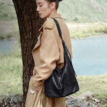 【宋佳同款】裘眞格物塌塌包植鞣羊皮双耳水桶包女大容量通勤包