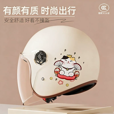 Motosiklet kaskı (dəbilqə) | and winter, suitable for all seasons - b2-matte-finish-off-white-lucky-cat