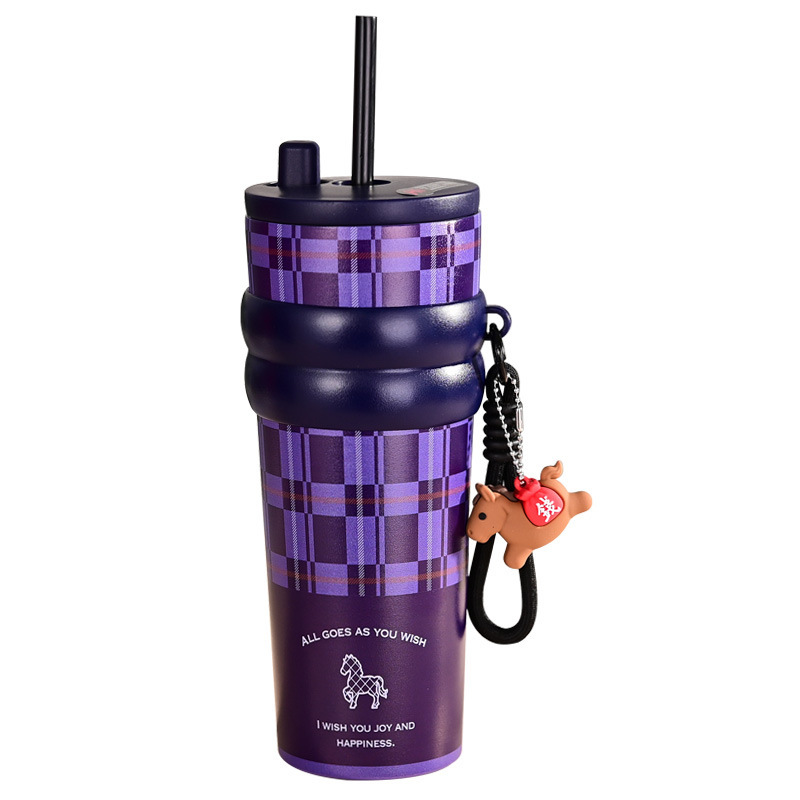 Nueva taza de paja de alto valor facial con cuerda 316 taza de aislamiento térmico de acero inoxidable taza de hielo portátil de gran capacidad
